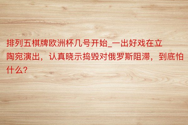 排列五棋牌欧洲杯几号开始_一出好戏在立陶宛演出，认真晓示捣毁对俄罗斯阻滞，到底怕什么？