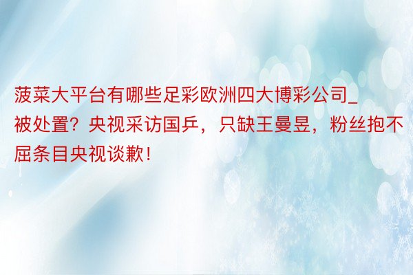 菠菜大平台有哪些足彩欧洲四大博彩公司_被处置？央视采访国乒，只缺王曼昱，粉丝抱不屈条目央视谈歉！